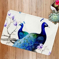 Digital Printing Peacock Toilet Bath Mat Non-Slip Absorbent Bathroom Carpet Floor Mats for Living Ro