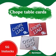 3D printed CHOPE table cards hawker centre table cards