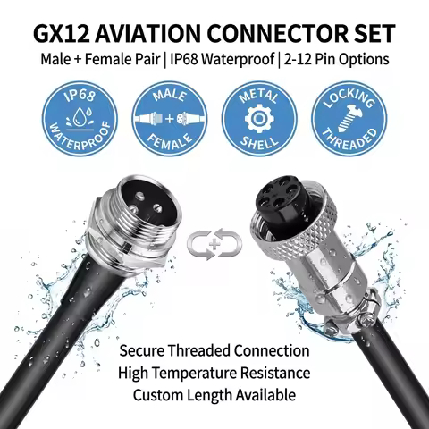 GX12 Butt Joint Waterproof Aviation Plug Socket 2P 3P 4P 5P 6P 7 Pin Wiring Power Connector Air Plug