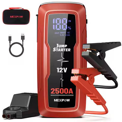 NEXPOW 2500A Car Jump Starter, 18000mAh Battery Starter with LED Display (up to 8.0L Gas & 6.0L Dies