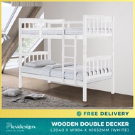 Double Decker Bed / Standard Single Bunk Bed Frame / Removable Bed Frame / Split To Two Bed Frame / Space Saver / Bedroom Furniture - Oak / White Color / READY STOCK /  flexidesignx - GMOK