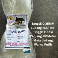 035MM X 140MM (5.5" Inci) X 50MD X 600ML Pukat Jaring Ikan/ Mata Lintang / Isi Kosong / Warna Putih 