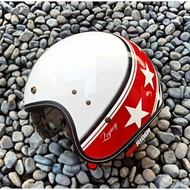 ZEUS ZS-380 FA WHI K57 RED SUNVISOR  RETRO HELMET