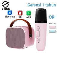 E ONE mini speaker karaoke bluetooth 2mic ori full bass portable wireless - Garansi 1 tahun