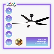 K2 VIVIDWAYS N500 LED CEILING FAN 56" BLACK DC MOTOR