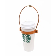 < Customized Lettering > Minimalist Foldable Handmade Leather Beverage Bag