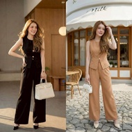 CHN009 CHANAT BRAND 2-Piece Set Sleeveless Shirt Matching Large Straight-Leg Pants [2PM]