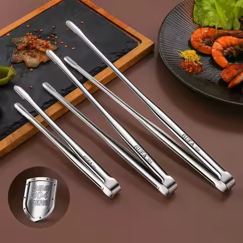 Grill Tongs Bbq Grill Tongs Stainless Steel Long Mini Kitchen Meat Food Charcoal Cooking Korean Camp