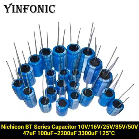 Nichicon BT Series Capacitor 10V/16V/25V/35V/50V 47uF 100uF~2200uF 3300uF 125°C High-Precision Alumi