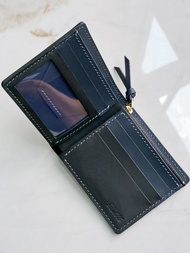 手縫頭層牛皮錢包 拉鏈零錢袋男士皮夾 散紙袋銀包 客製禮物 刻字