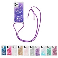 Samsung Note20 Ultra Note10+ Note9 Note8 Glitter Quicksand Silicone Phone Case Cover With Lanyard