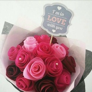 Buket Bunga Mawar Blossom Biru Pink Merah Wisuda Tunangan Wedding