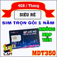 FREESHIP - CHƯA KÍCH HOẠT. (Có eSIM) Sim 4G 5G Mobifone MDT250A (4GB 1 THÁNG) trọn gói 1 năm KHÔNG N