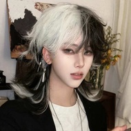 rambut palsu lelaki Rambut palsu ekor serigala, lelaki rambut pendek, penutup kepala penuh, siri ran