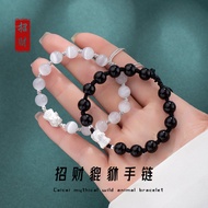 925 Silver Jewelry Couple Style Black White Opal Pixiu 925 Silver Bracelet Chic Eye-catching Two-col