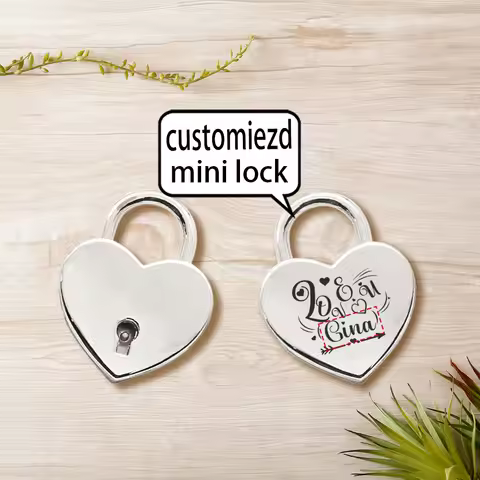 1PC Colorful love arrow Customized Name Engrave Padlock Mini Heart Shaped Lock Love Padlock Wish Loc
