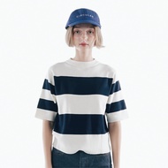 CIRCULAR - Navy and White Knitted Crop T-shirt (Women)