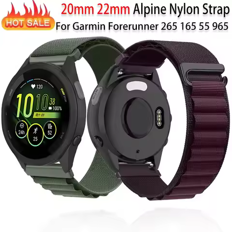 20mm 22mm Alpine Nylon Strap For Garmin Forerunner 265 165 55 965 comfortable breathable band Garmin