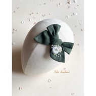 Sofia Headband - Embroidery bow linen headband hairclip headband baby children HB913
