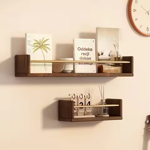 Solid Wood Wall Shelf Floating Shelf, Oak Farmhouse Bookcase Shelf, Minimalist Decor Storage Rack fo