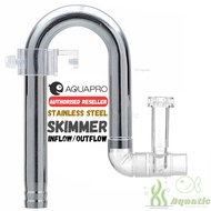 AQUAPRO NVS Stainless Steel Mini Aquarium Inflow Outflow Lily Pipe 12mm 16mm Free Hose Holder Skimme