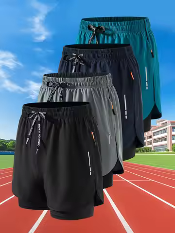 Summer Men Running Shorts Fitness Gym Training 2 in 1 Sports Shorts Quick Dry WorkoutJogging Double 