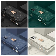 Casing Samsung A54 5G A53 5G M23 M33 5G M52 M53 Tepi lurus 90 ° silikon tali plastik beruang teddy