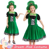 Traditional Ireland Festival St. Patrick's Day Green Dress For Kids Girl Irish Elf Dwarf Cosplay Cos