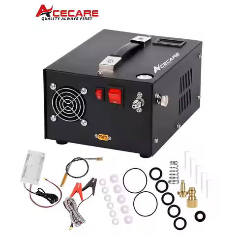 ACECARE 4500Psi PCP Air Compressor with 12V Car power supply 300Bar High Pressure PCP Compressor for
