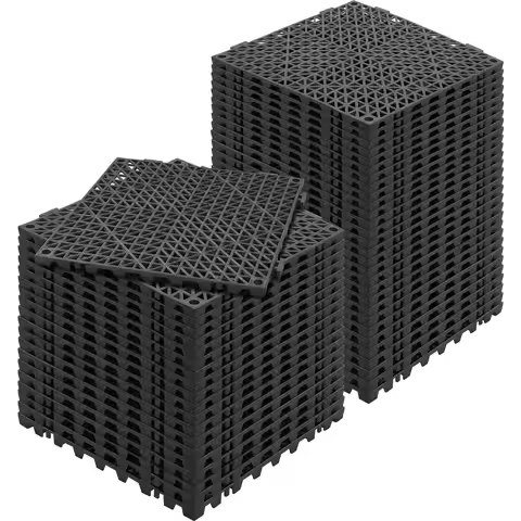 Interlocking Tile 50PCS Black, Drainage Tiles 12" x 12" Splicing, Soft PVC Interlocking Drainage Flo