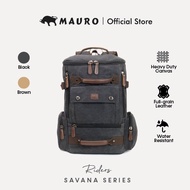 MAURO Riders Vintage Canvas Leather Backpack 31L Travel Bag Baju Beg Retro Canvas Beg Backpack Kerja