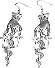 Hand Sword Drop Earrings for Women Men Gothic Long Sword Dangle Earring Jewelry
