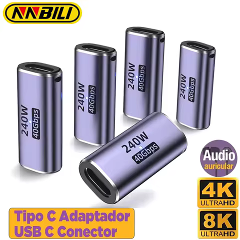 NNBILI 5Pcs USB C Female to Female Adapter with PD 240W 40Gbps 8K@60hz Video Compatible for Thunderb
