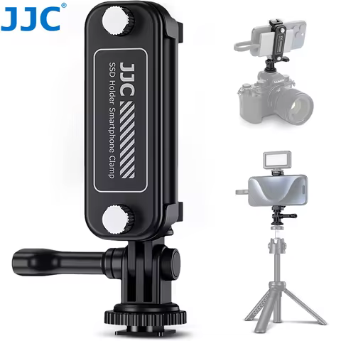 JJC 2-in-1 SSD Mount Bracket SSD Holder for Samsung T7 SSD Metal Smartphone Clamp Tripod Adapter for