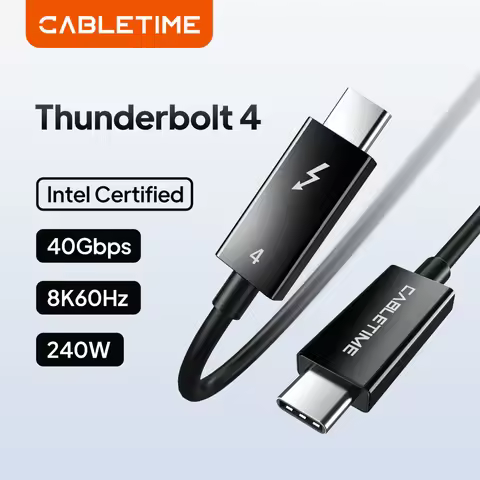 CABLETIME Thunderbolt 4 USB C Cable Type C 8K 60Hz PD100W 40Gbps Compatible USB 4 Cable for Macbook 