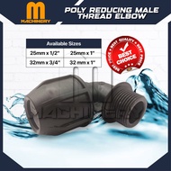 M.Machinery Poly Reducing Male Thread Elbow HDPE Fittings Irrigation Connector Penyambung Poli Paip