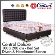 spring bed central deluxe central spring bed - bedset headboard bianca - 100 x 200 cm