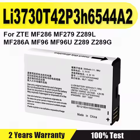 3000mAh Li3730T42P3h6544A2 For ZTE MF286 MF279 Z289L MF286A MF96 MF96U Z289 Z289G 4G LTE WIFI Router