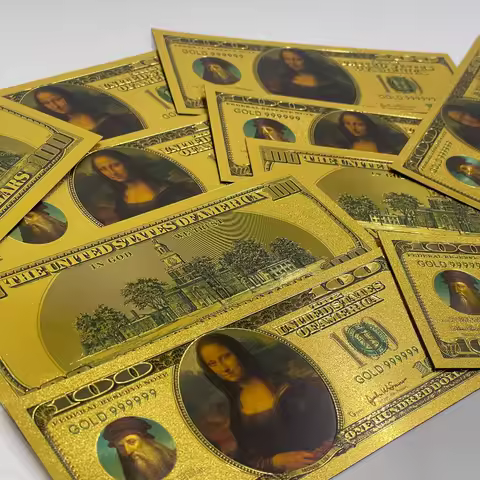 1pc\5pcs\10pcs\50pcs\100pcs Gold Banknotes Mona Lisa 100 Dollar Bill Novelty Collectible Currency Go