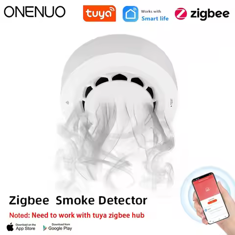 ONENUO Tuya Zigbee Smoke Sensor Fire Alarm Detector Home Security Alarm Smoke Sensor Should Work wit
