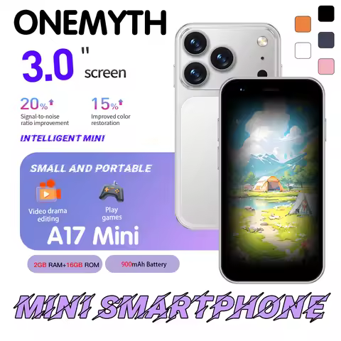 A17 Mini is a 3.0-inch mini smartphone with 2GB of RAM and 16GB of storage. It supports WiFi, GPS, a