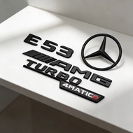 3D ABS Black E53 Logo Letters TURBO 4MATIC Badge Car Rear Star Sticker Trunk AMG Emblem For Mercedes