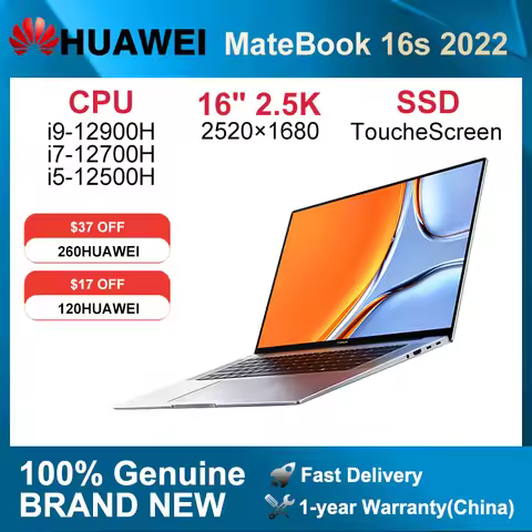 2022 HUAWEI MateBook 16s Laptop i5-12500H/ i7-12700H/ i9-12900H 16GB 512GB/1TB Notebook 16-inch 2.5K