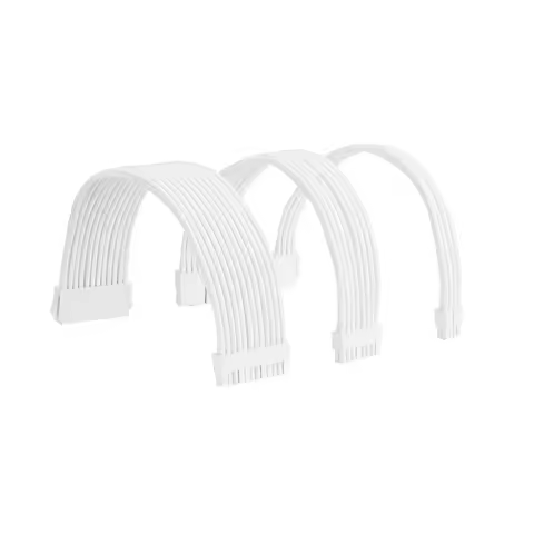 FormulaMod All White PSU Extension Cable Kit , Solid Color Cable Solid Combo 300mm ATX24Pin PCI-E8Pi