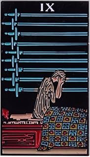 Nine 9 of Swords Tarot Card Fortune Teller Goth 1.5" Enamel Pin Badge, 1.5 inches tall, enamel, enam