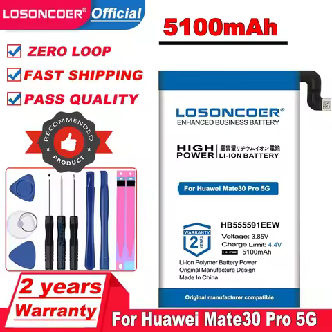 LOSONCOER 5100mAh HB555591EEW Battery For Huawei Mate 30 Pro Mate30Pro Mate 30 Pro 5G Battery