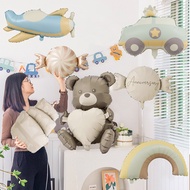 【Ready Stock】Cartoon Matte Bear Foil Balloons Matte Rainbow Car Plane Foil Balloons Toys Kids Baby S