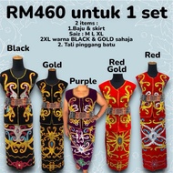 Set 2in1 baju dan skirt ta’ah perempuan orang ulu kenyah kayan leto