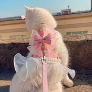 Princess Style Pet Harness Vest with Leash for Cats, Escape-Proof Walking Vest