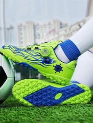 Zapatos De Fútbol Para Niños Con Suela Artificial Antideslizante Tf/ag, Diseño De Hebilla Giratoria, Duradero Y Resistente Al Desgaste